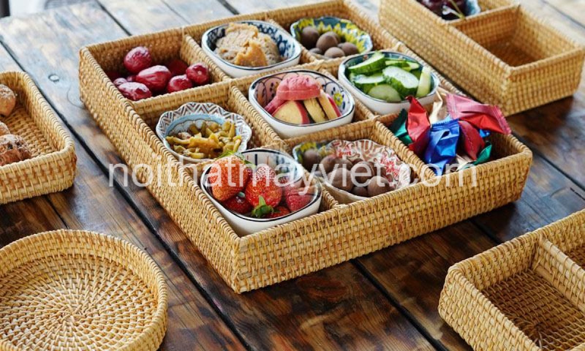 Khay Đựng Đồ Mây Tre KDMT0019